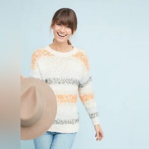 MEADOW RUE BY ANTHROPOLOGIE Chunky Striped Sweater